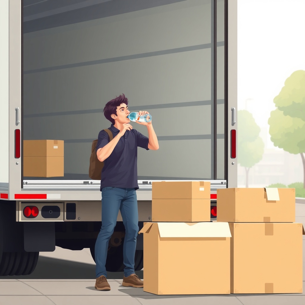 <clean photorealistic photo/illustration of a moving truck exterior